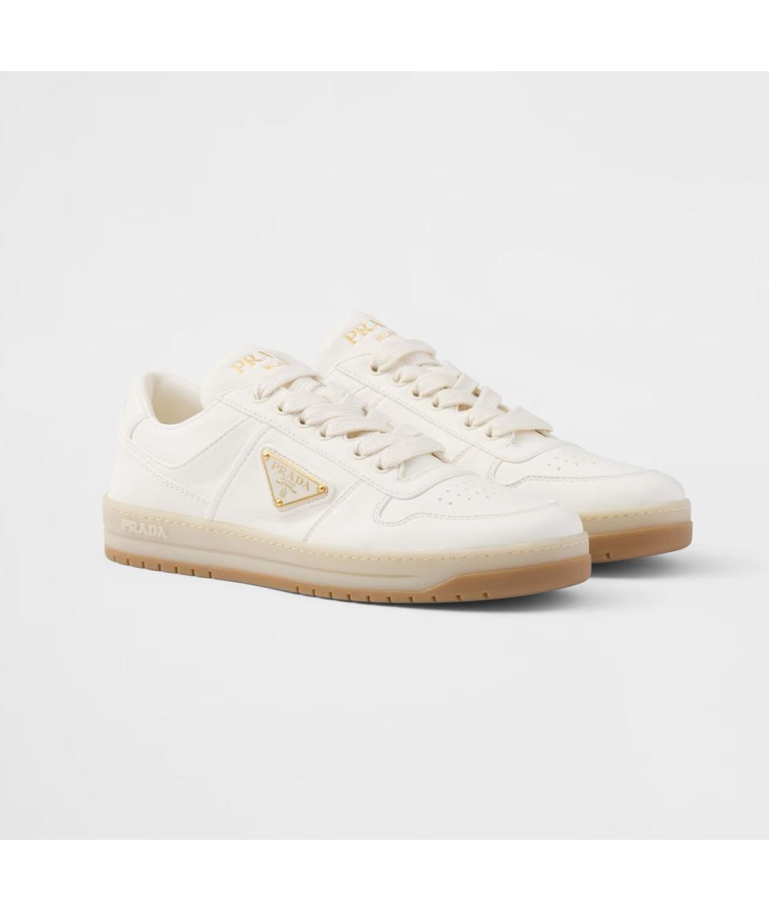 PRADA Бежевые кожаные кеды, фото 2