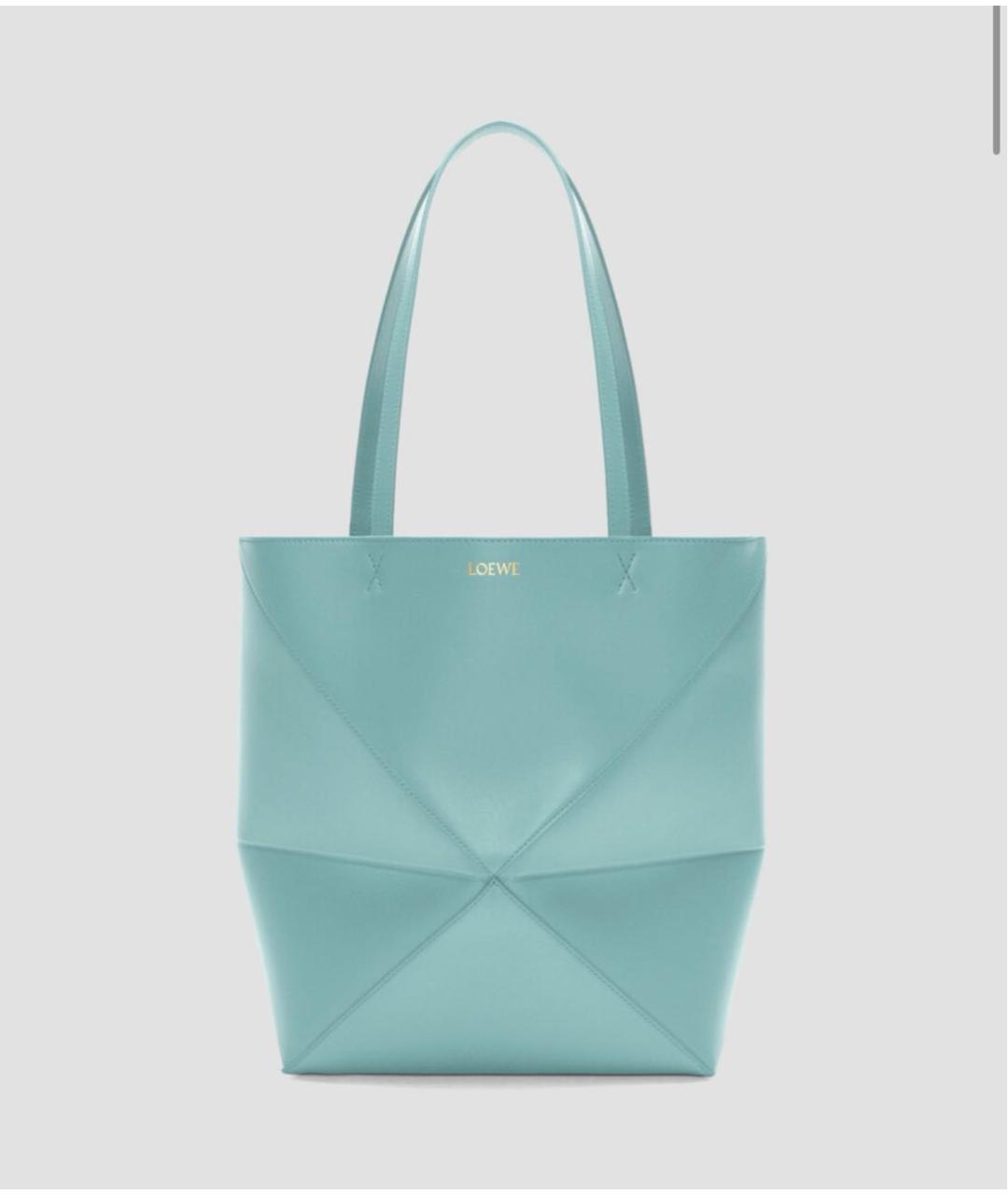 LOEWE Голубая кожаная сумка тоут, фото 6