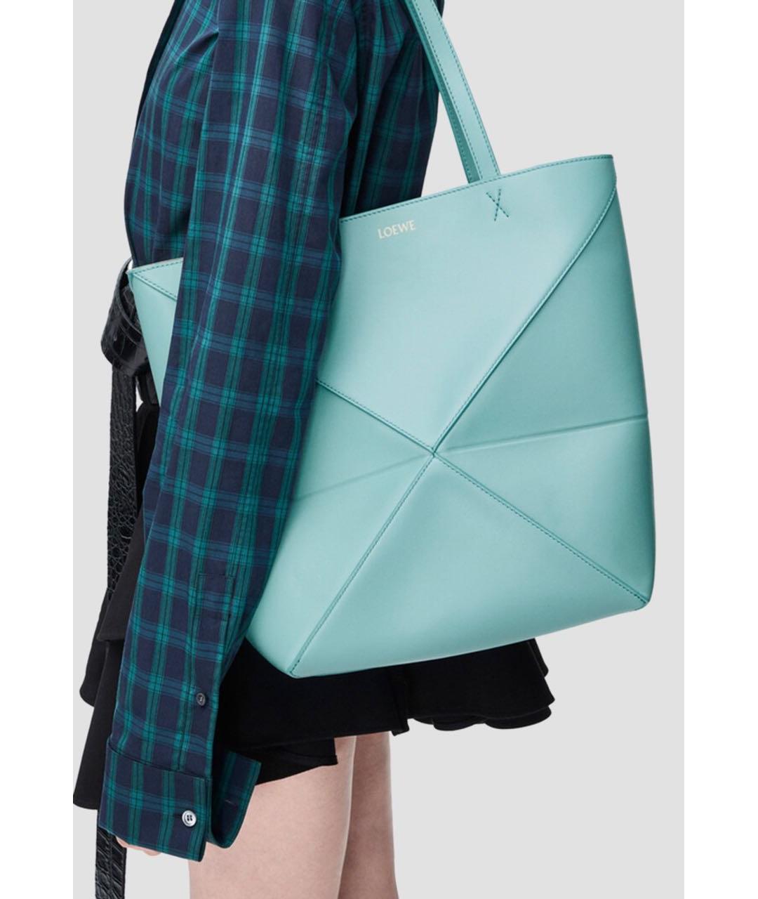 LOEWE Голубая кожаная сумка тоут, фото 5