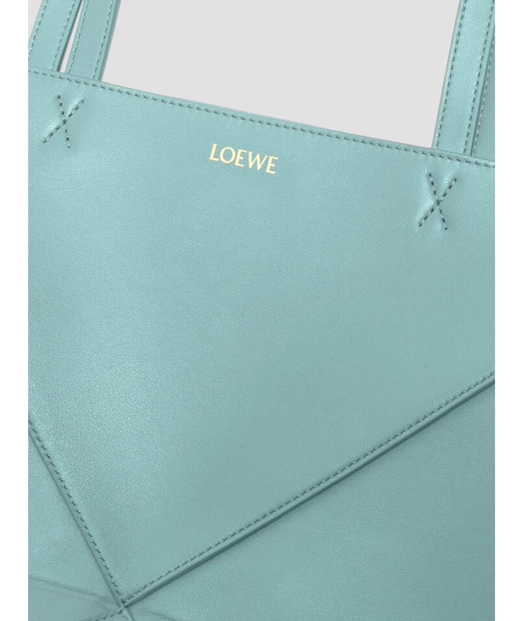 LOEWE Голубая кожаная сумка тоут, фото 4
