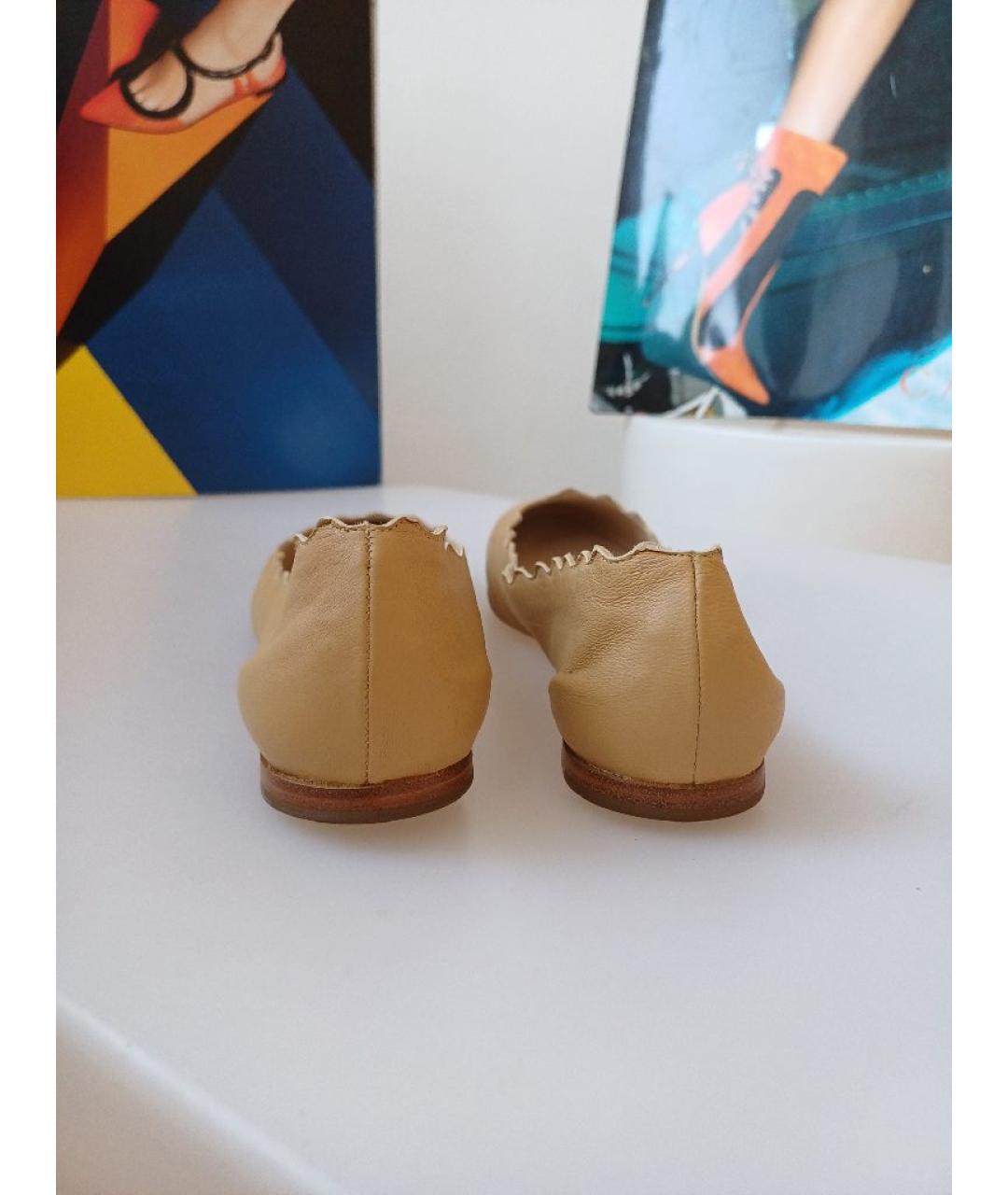 CHLOE Бежевые кожаные балетки, фото 7