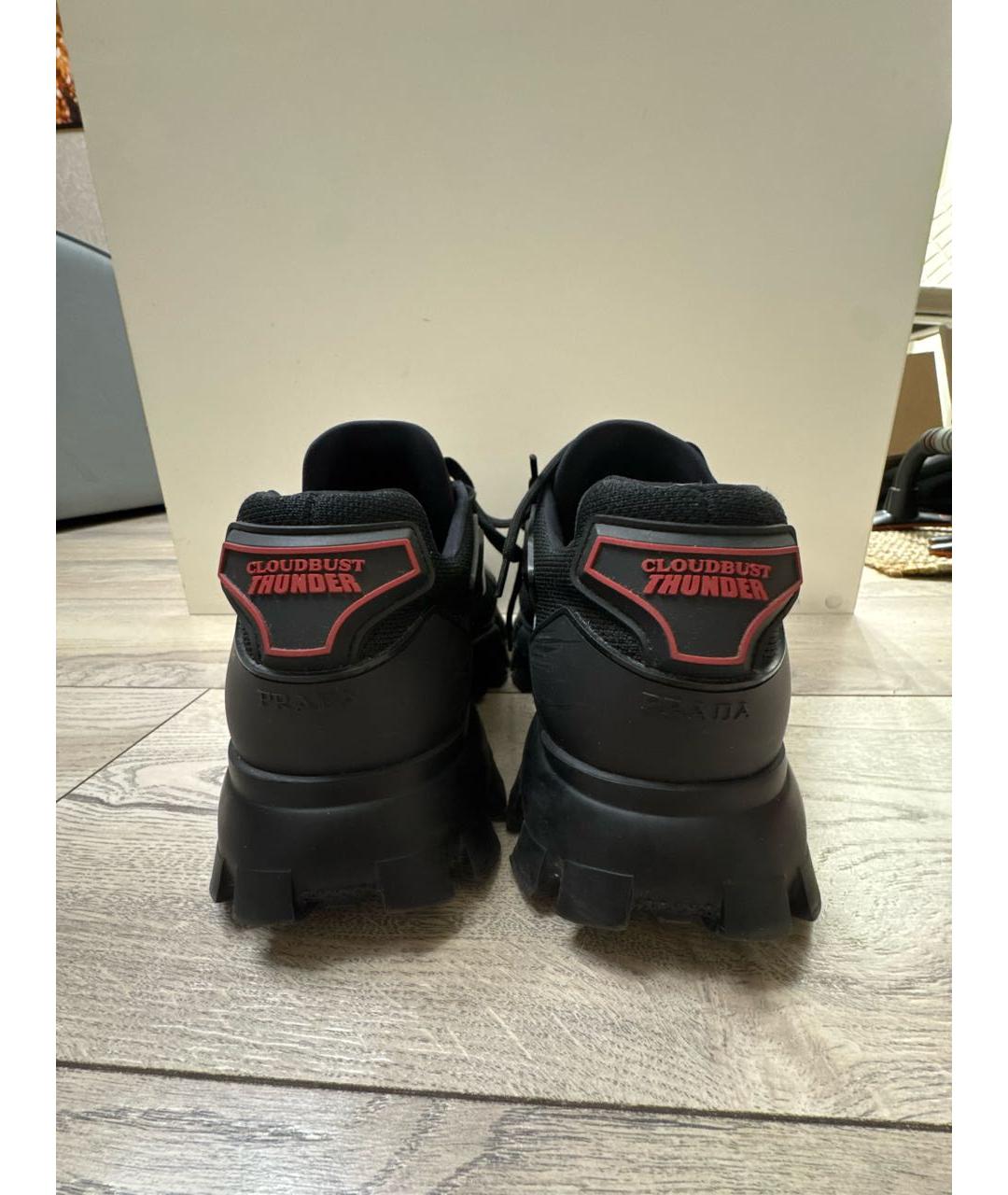 PRADA Черные низкие кроссовки / кеды, фото 4