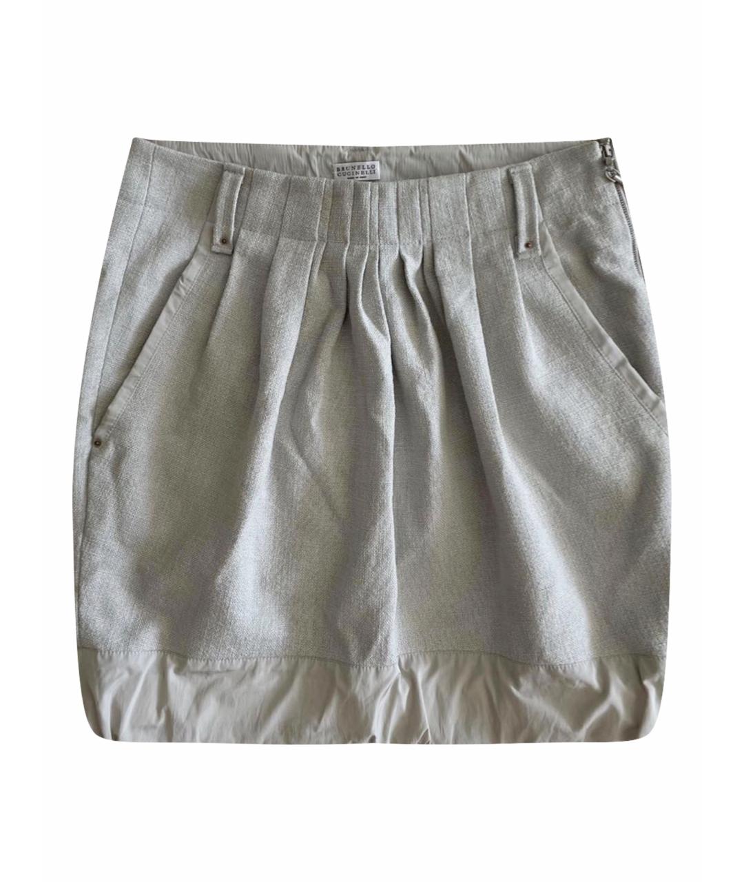 BRUNELLO CUCINELLI Серая хлопковая юбка миди, фото 1