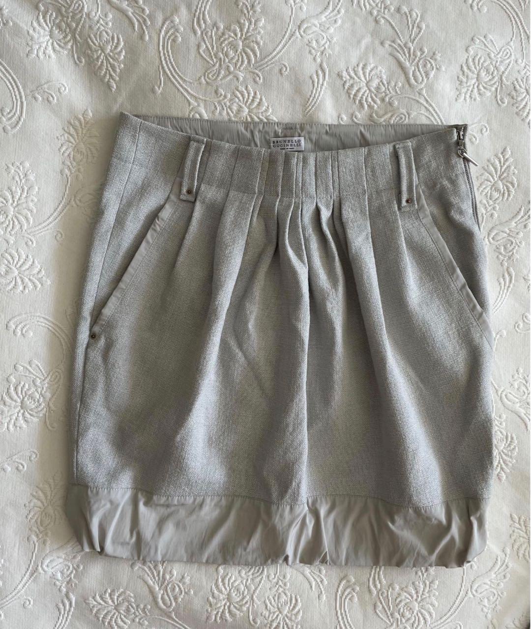 BRUNELLO CUCINELLI Серая хлопковая юбка миди, фото 7