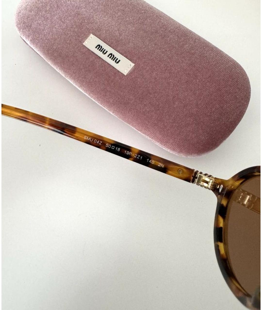 MIU MIU Коричневые пластиковые солнцезащитные очки, фото 3