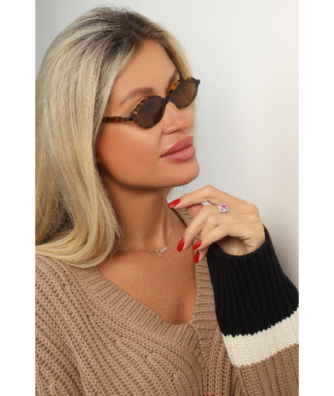 MIU MIU Коричневые пластиковые солнцезащитные очки, фото 5