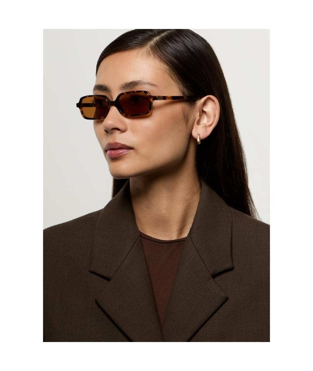 MIU MIU Коричневые пластиковые солнцезащитные очки, фото 5