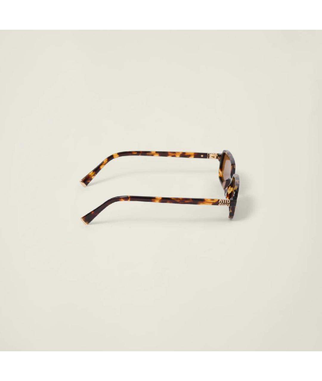 MIU MIU Коричневые пластиковые солнцезащитные очки, фото 3