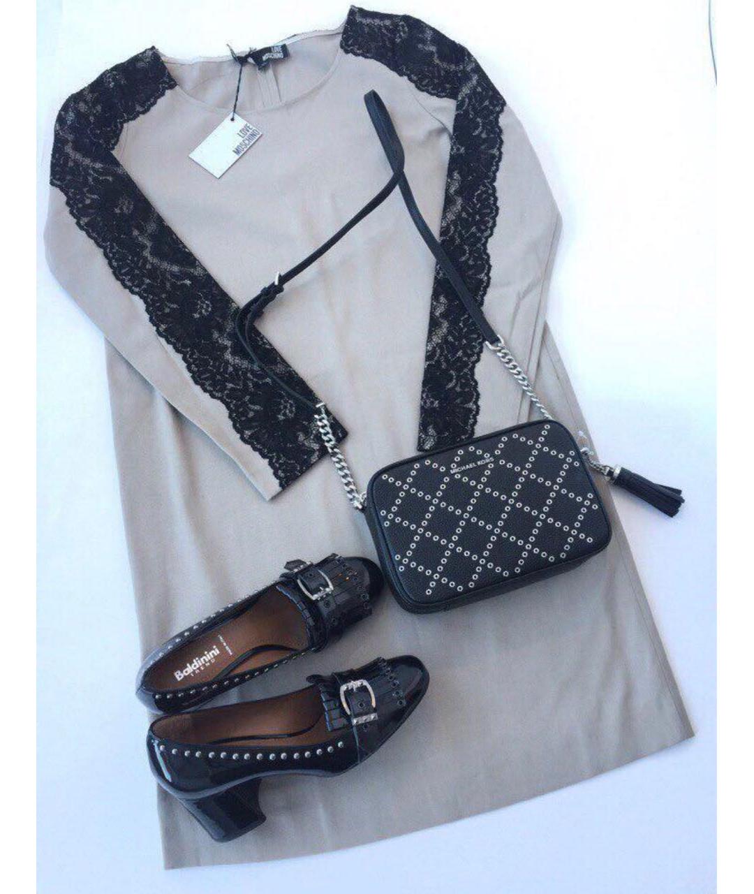 LOVE MOSCHINO Бежевое шерстяное повседневное платье, фото 5