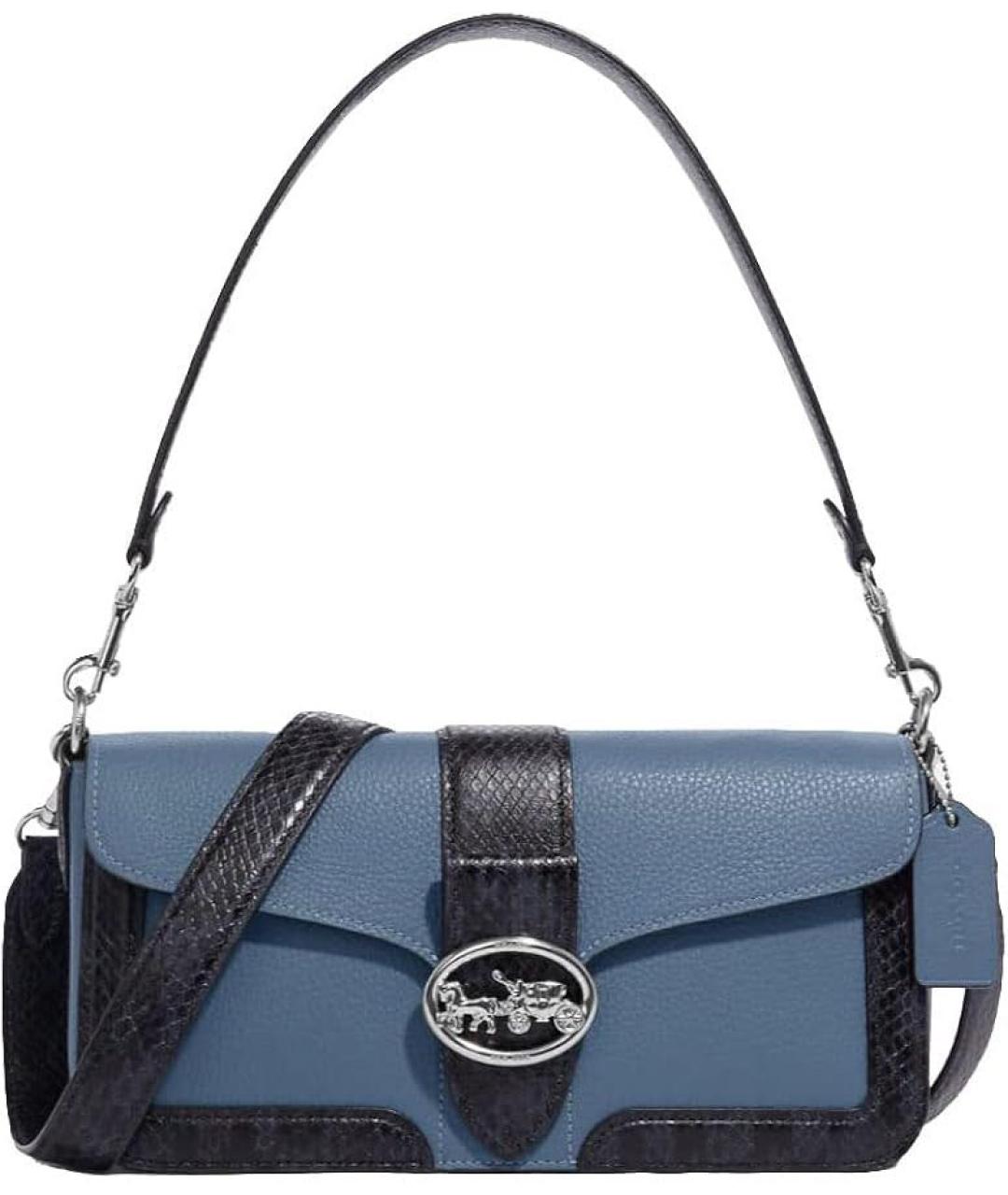 COACH Голубая кожаная сумка с короткими ручками, фото 1