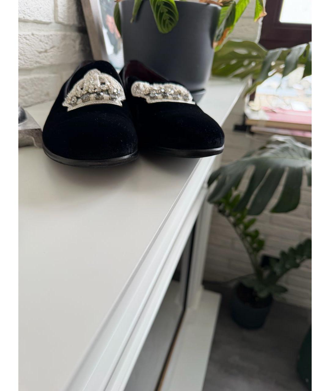 DOLCE&GABBANA Черные бархатные лоферы, фото 5