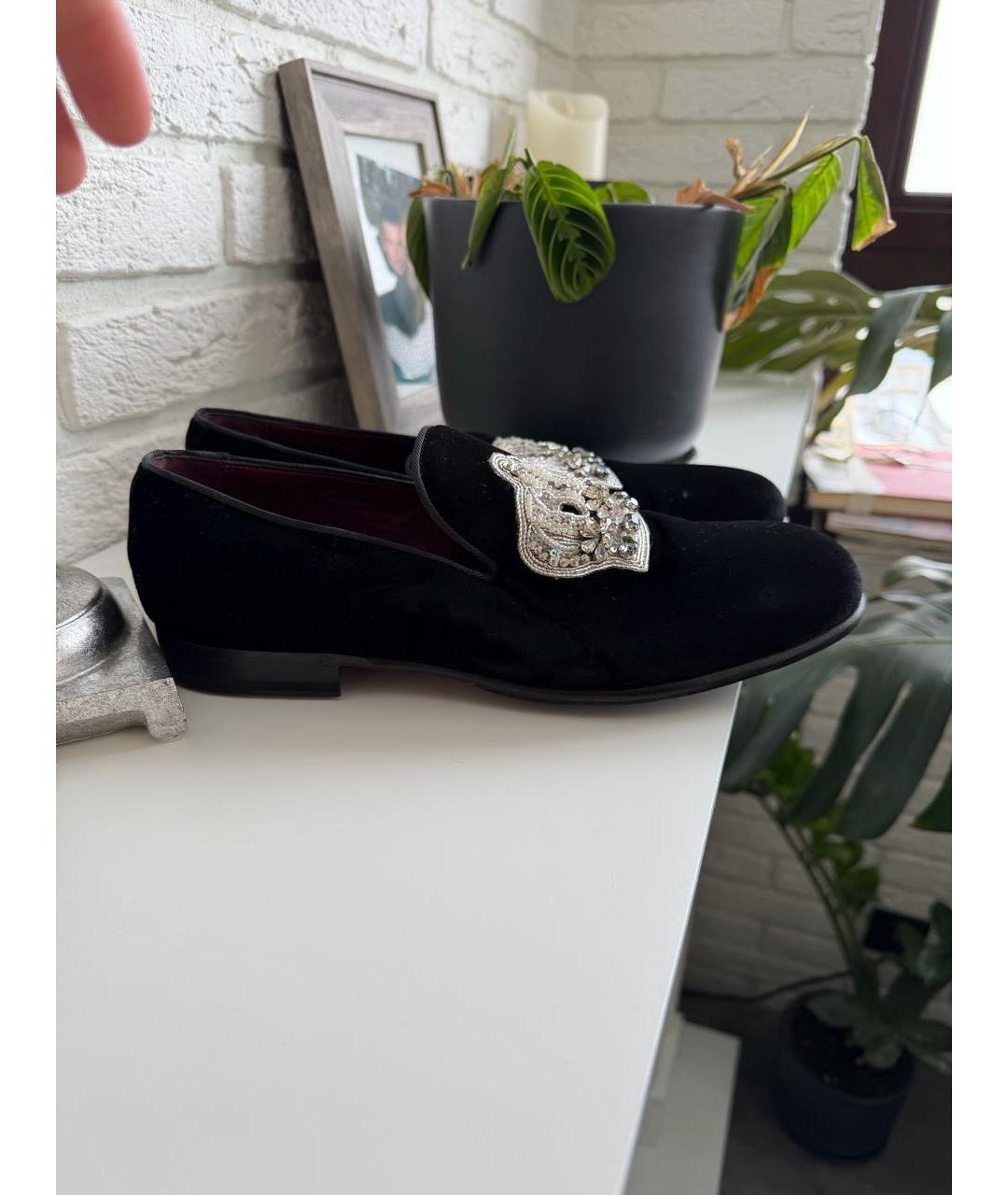 DOLCE&GABBANA Черные бархатные лоферы, фото 7