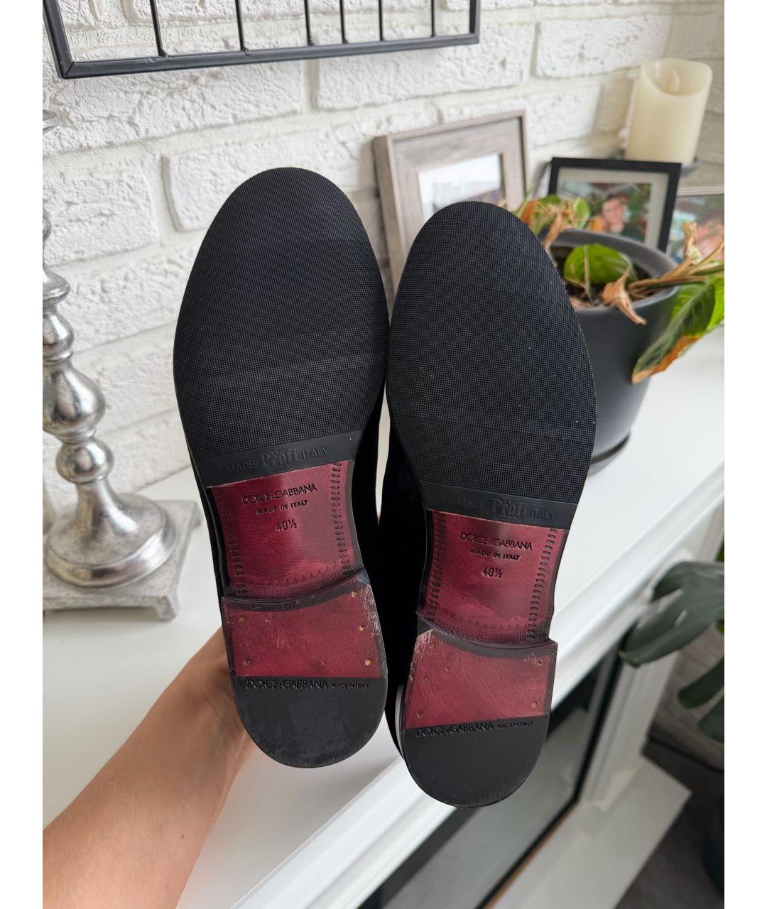 DOLCE&GABBANA Черные бархатные лоферы, фото 6