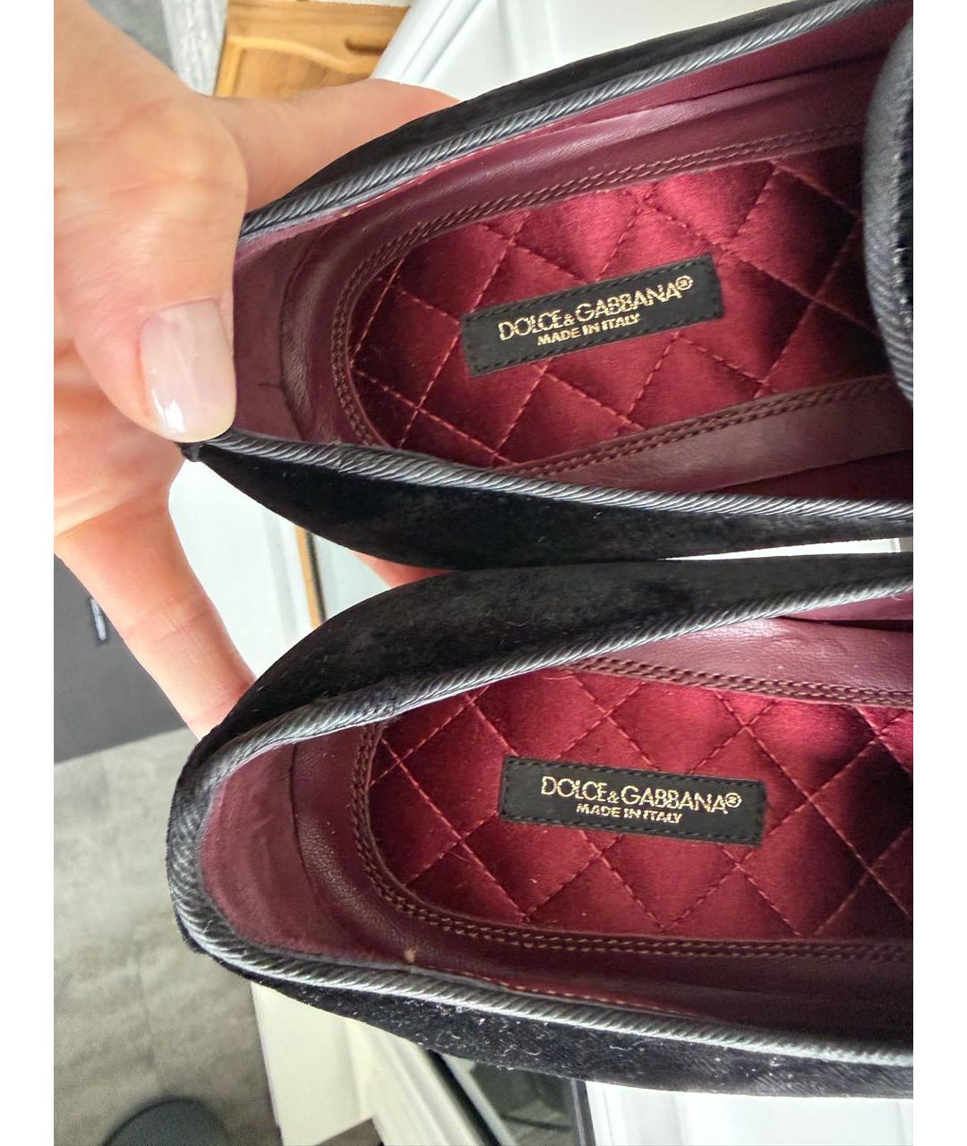 DOLCE&GABBANA Черные бархатные лоферы, фото 2