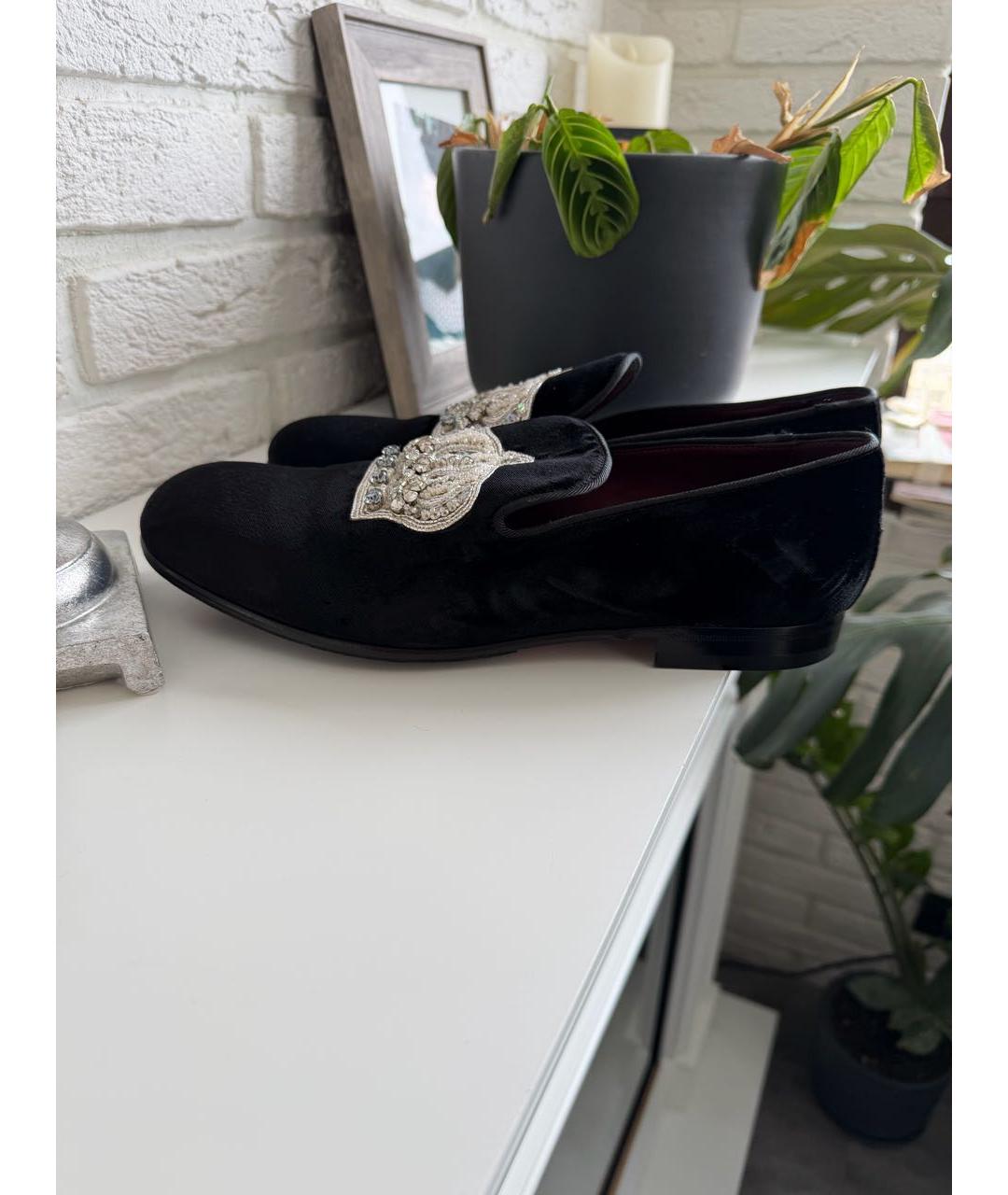 DOLCE&GABBANA Черные бархатные лоферы, фото 8