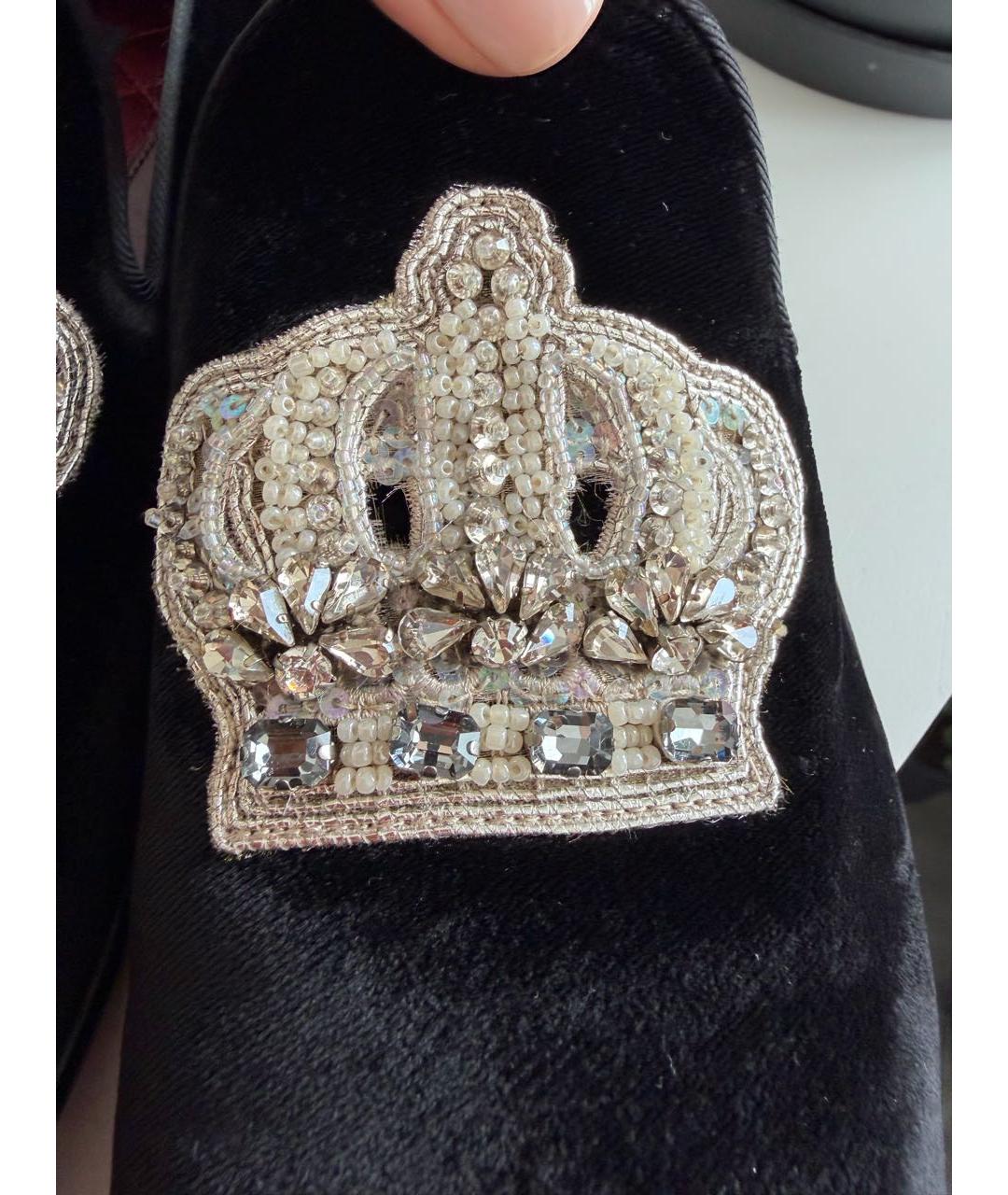 DOLCE&GABBANA Черные бархатные лоферы, фото 4