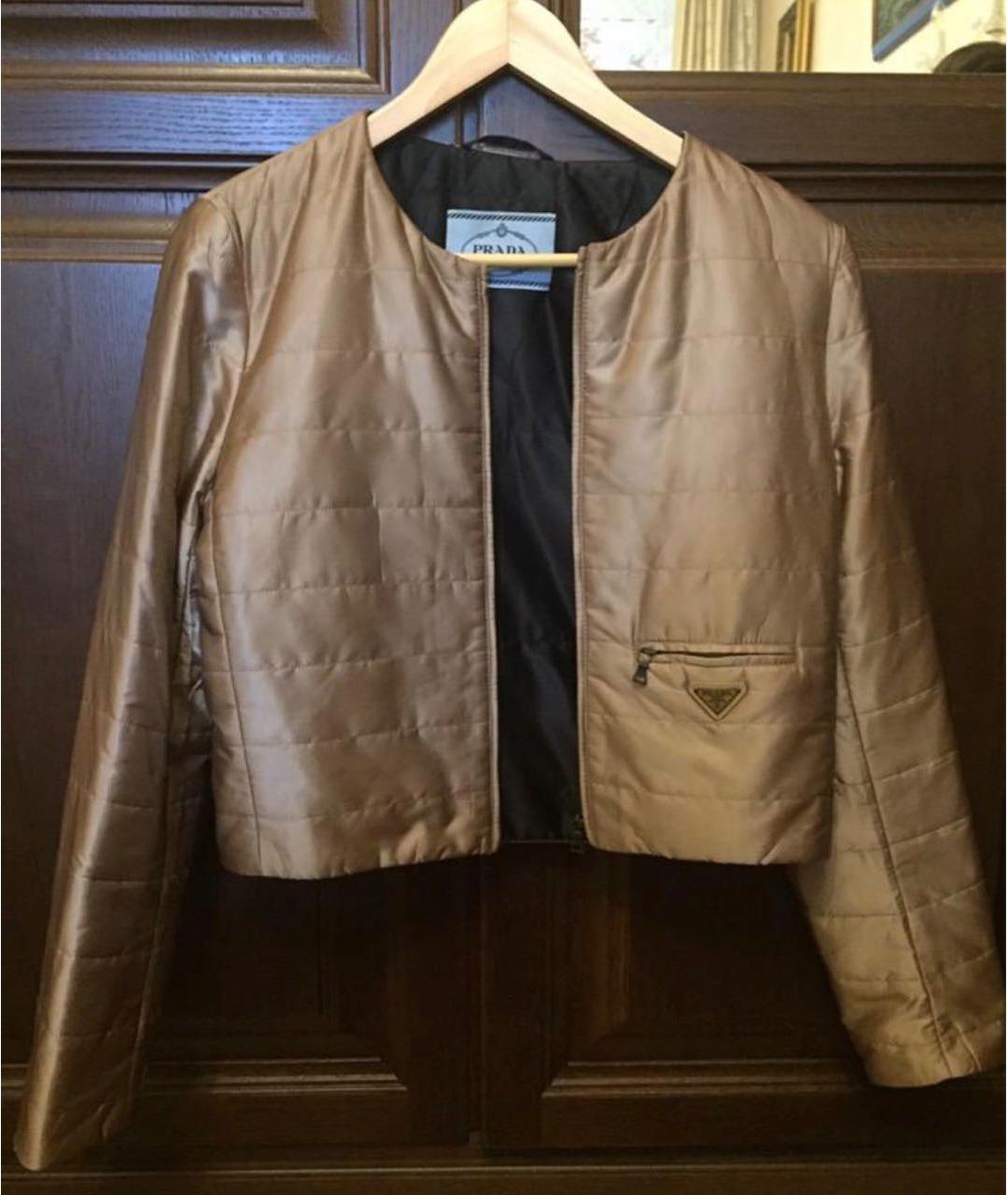 PRADA Бежевая полиэстеровая куртка, фото 4