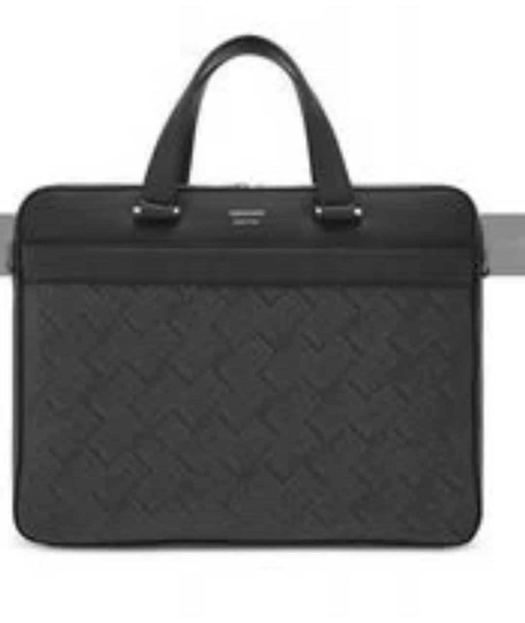 FERRAGAMO Антрацитовый кожаный портфель, фото 2