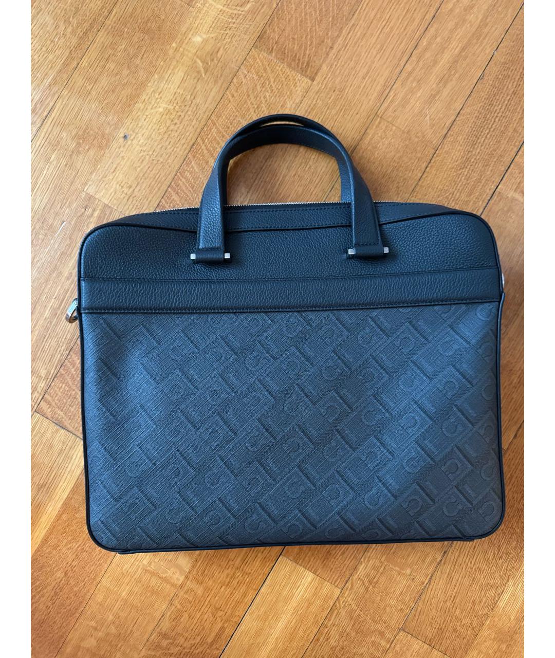 FERRAGAMO Антрацитовый кожаный портфель, фото 6