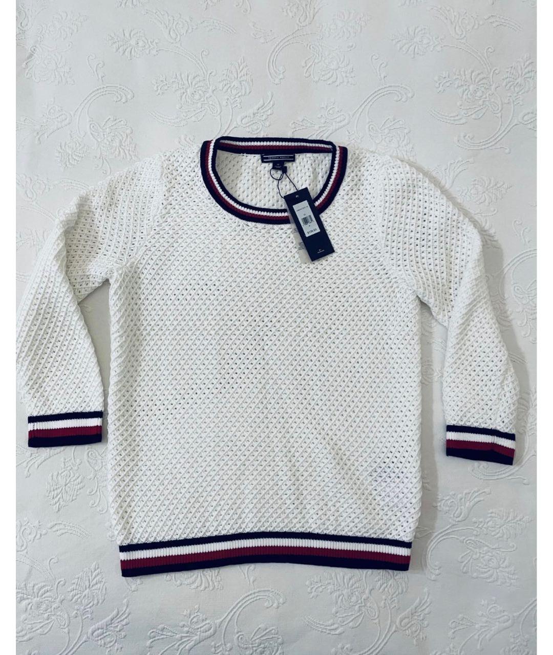 TOMMY HILFIGER Белый хлопковый джемпер / свитер, фото 7