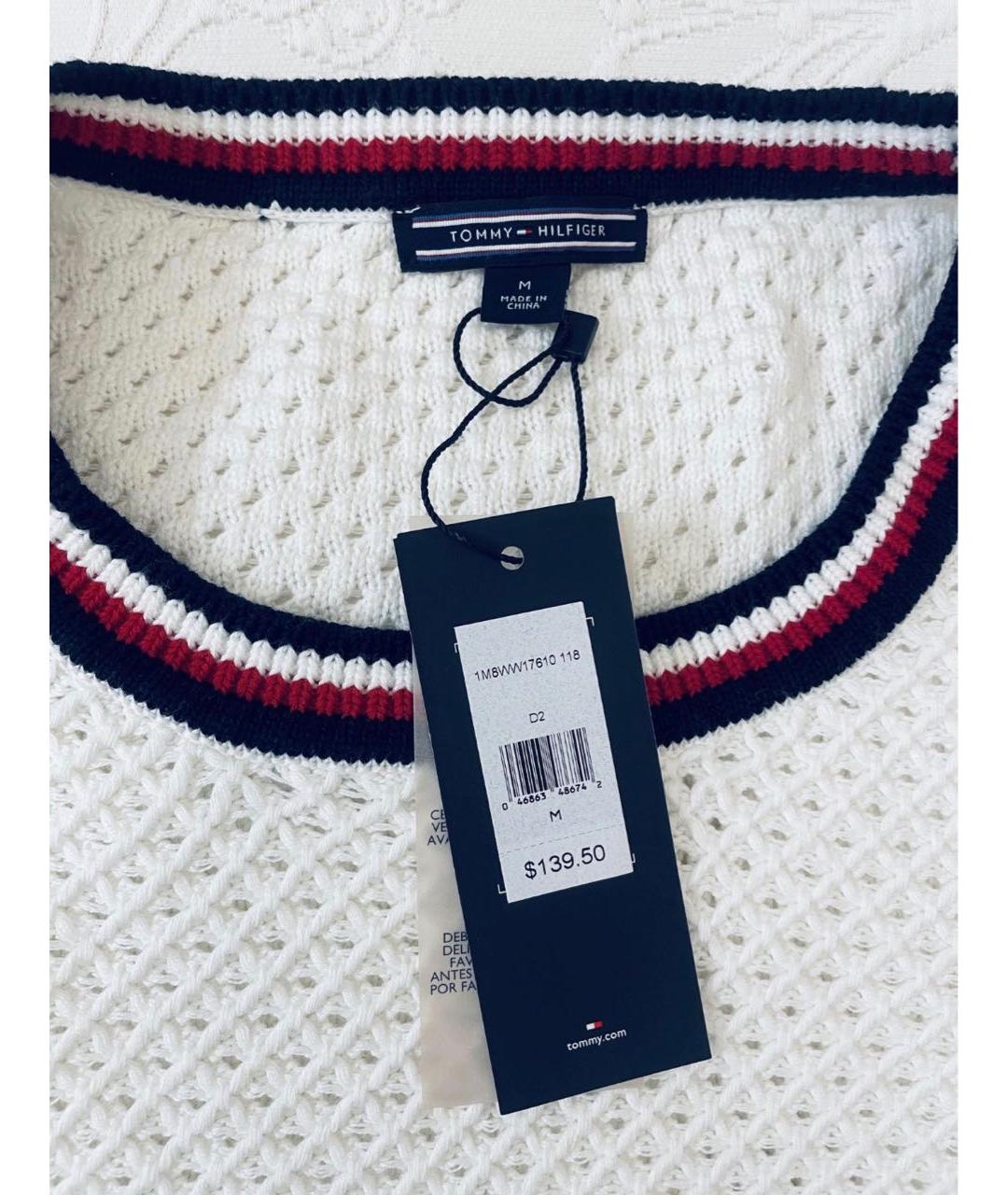TOMMY HILFIGER Белый хлопковый джемпер / свитер, фото 2