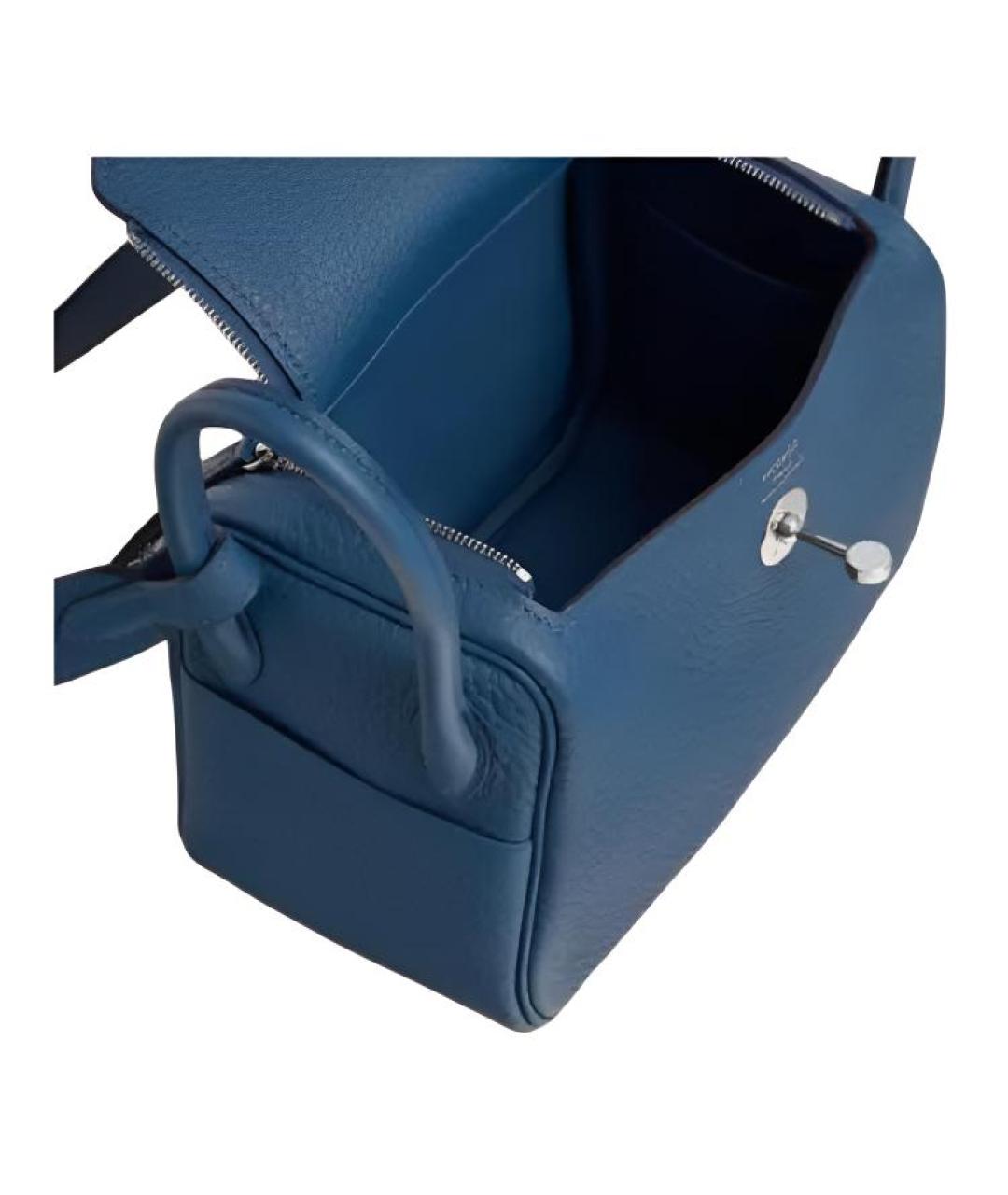 HERMES Синяя кожаная сумка через плечо, фото 3