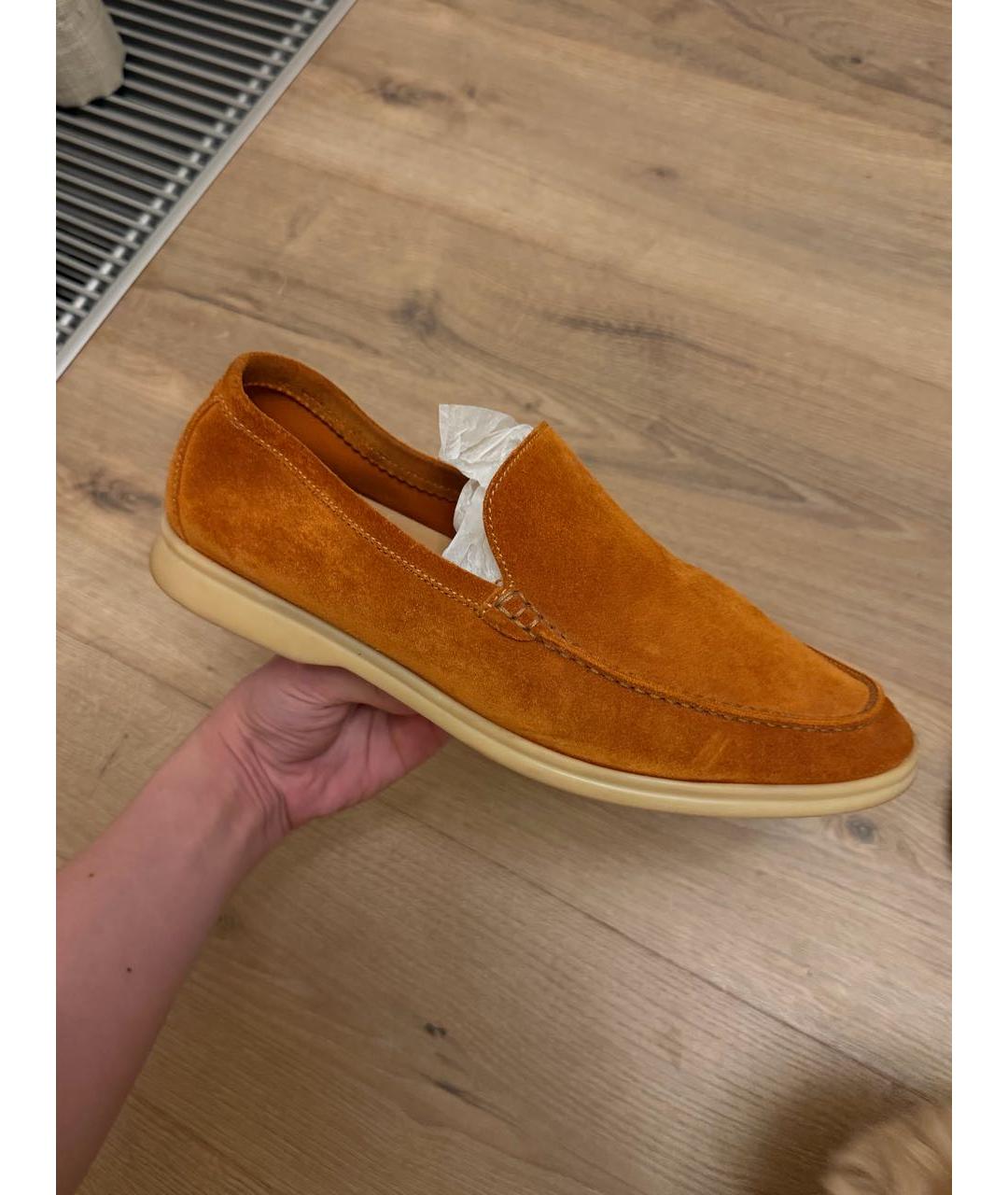 LORO PIANA Оранжевое замшевые лоферы, фото 9