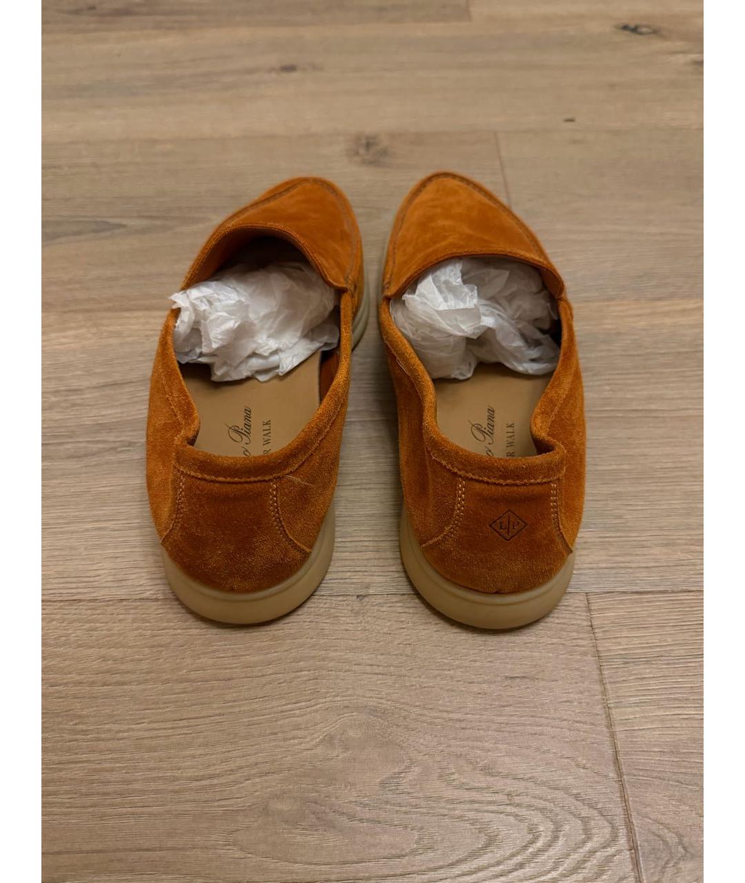 LORO PIANA Оранжевое замшевые лоферы, фото 4