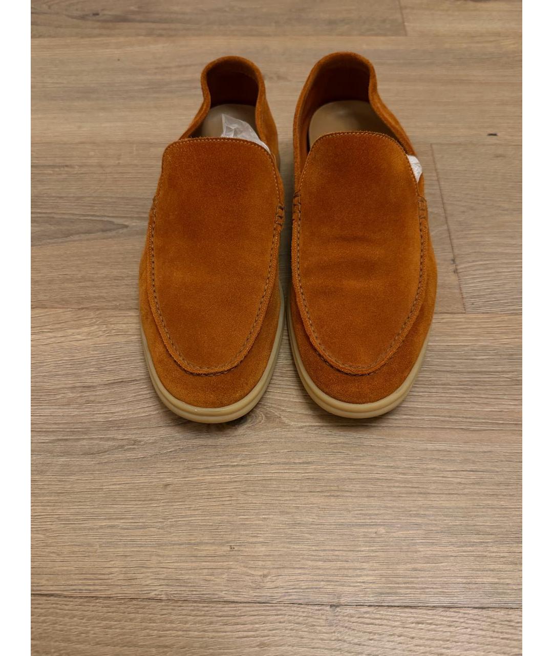 LORO PIANA Оранжевое замшевые лоферы, фото 2