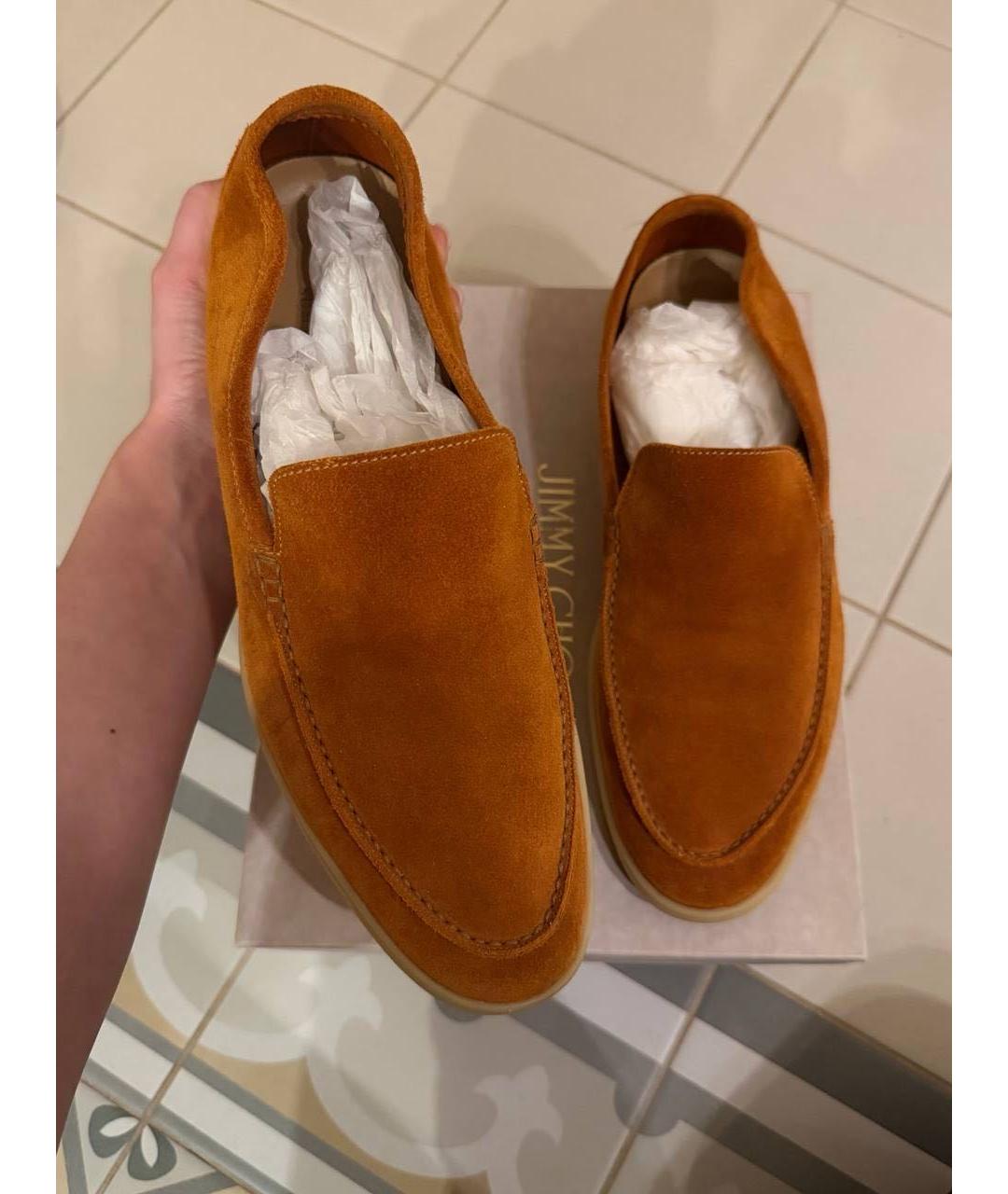 LORO PIANA Оранжевое замшевые лоферы, фото 6