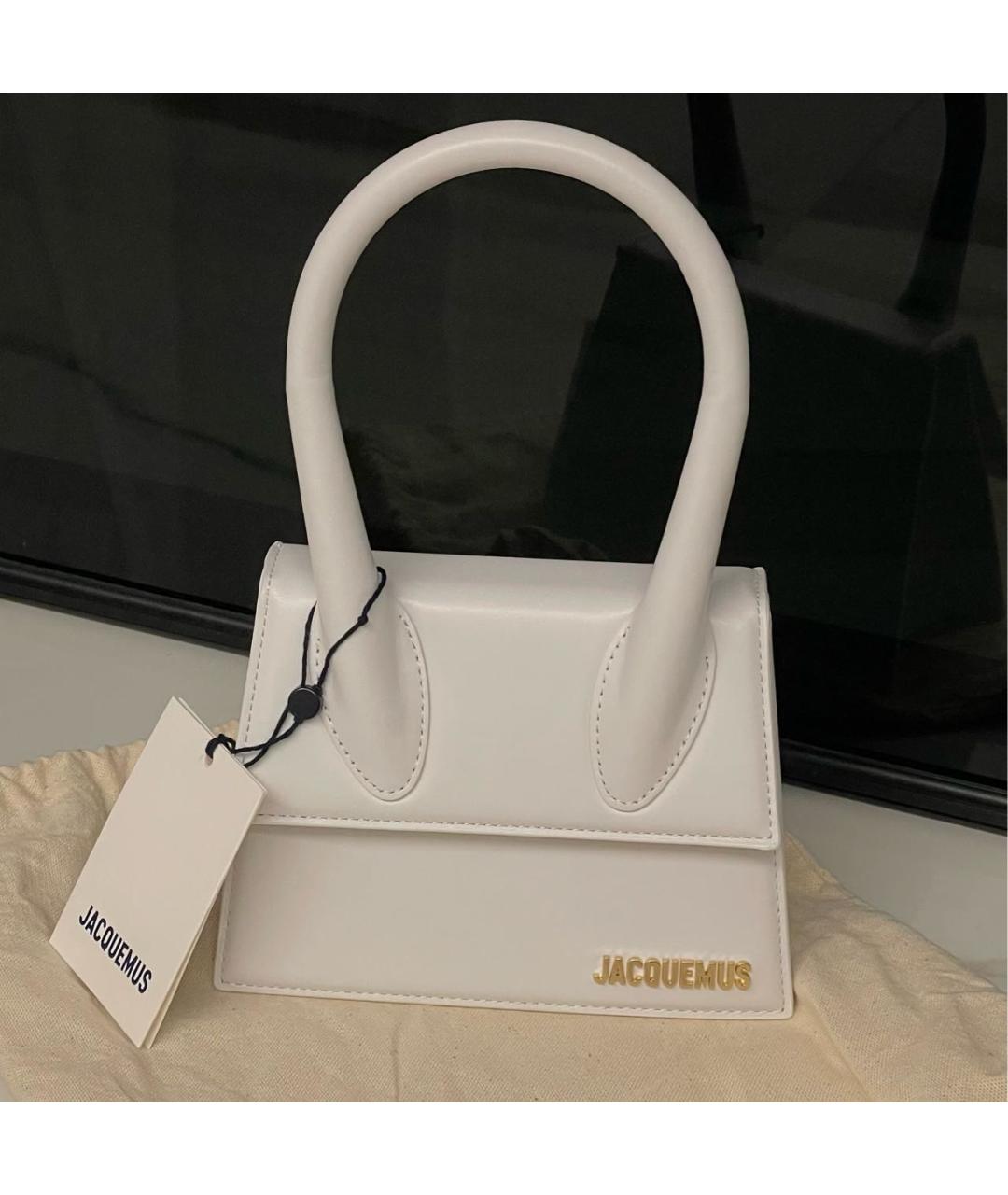 JACQUEMUS Белая кожаная сумка с короткими ручками, фото 7