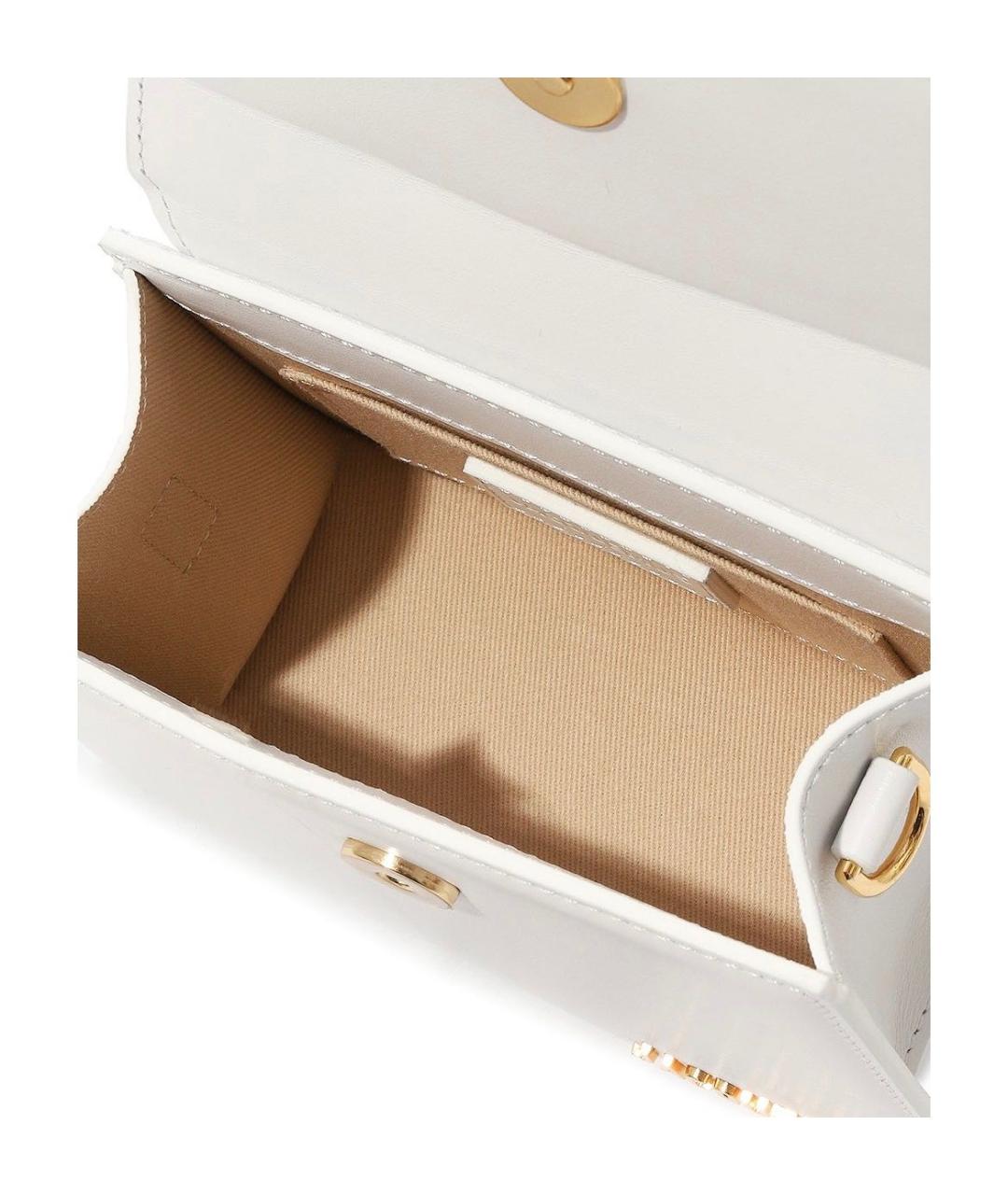 JACQUEMUS Белая кожаная сумка с короткими ручками, фото 4