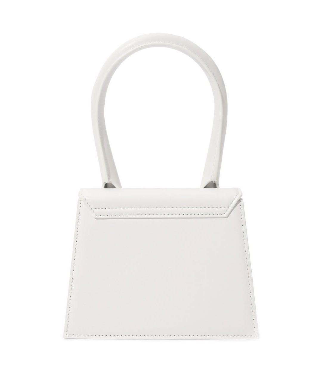 JACQUEMUS Белая кожаная сумка с короткими ручками, фото 3