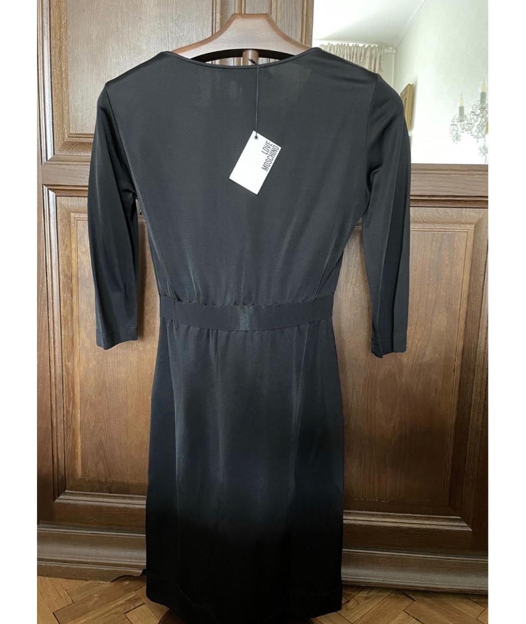 LOVE MOSCHINO Черное вискозное вечернее платье, фото 3