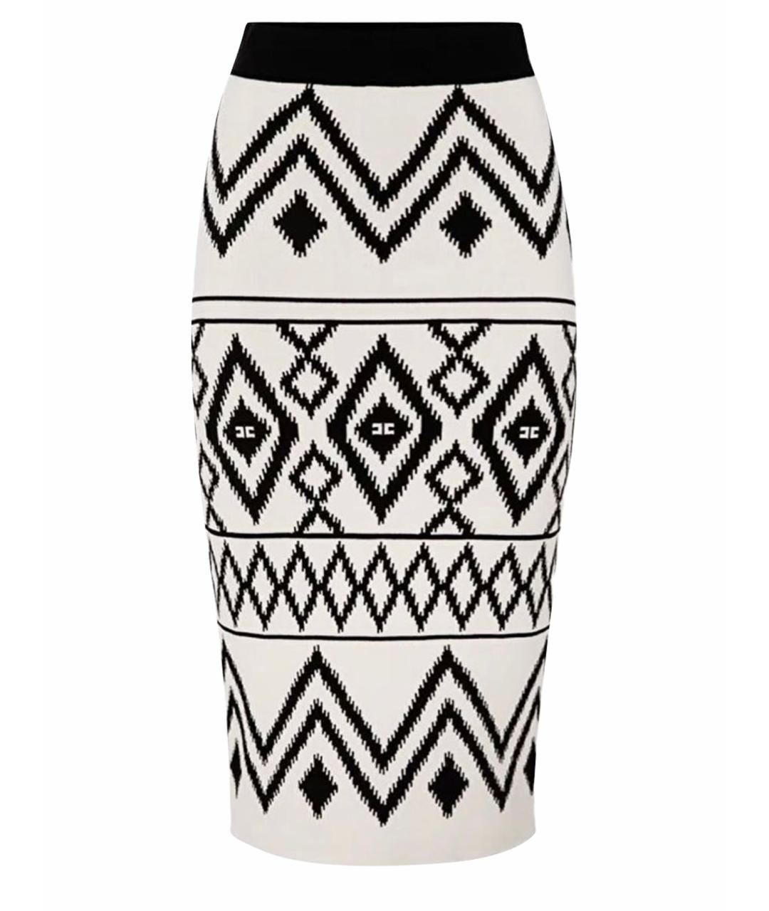 ELISABETTA FRANCHI Белая вискозная юбка миди, фото 1