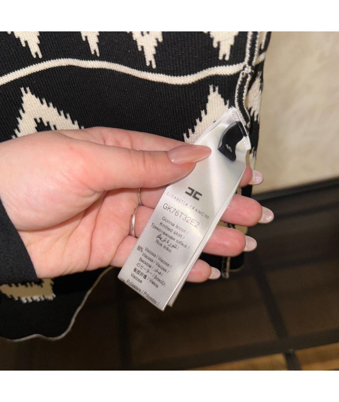 ELISABETTA FRANCHI Белая вискозная юбка миди, фото 3