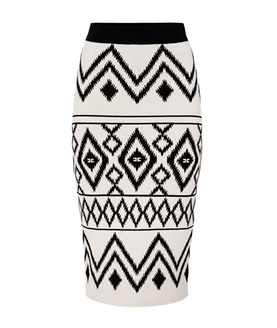 ELISABETTA FRANCHI Белая вискозная юбка миди, фото 5