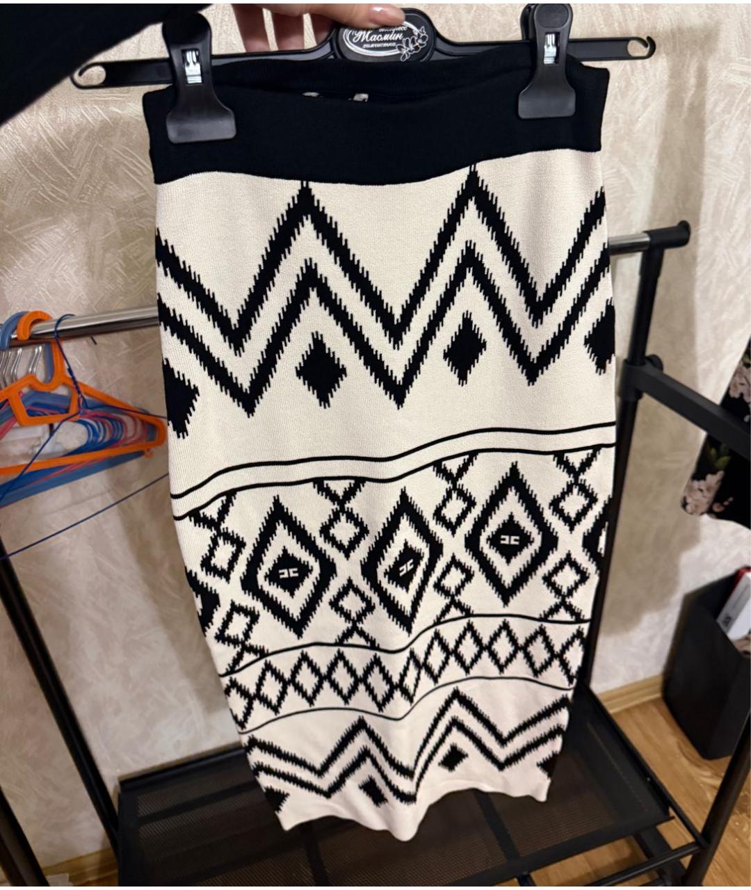 ELISABETTA FRANCHI Белая вискозная юбка миди, фото 2