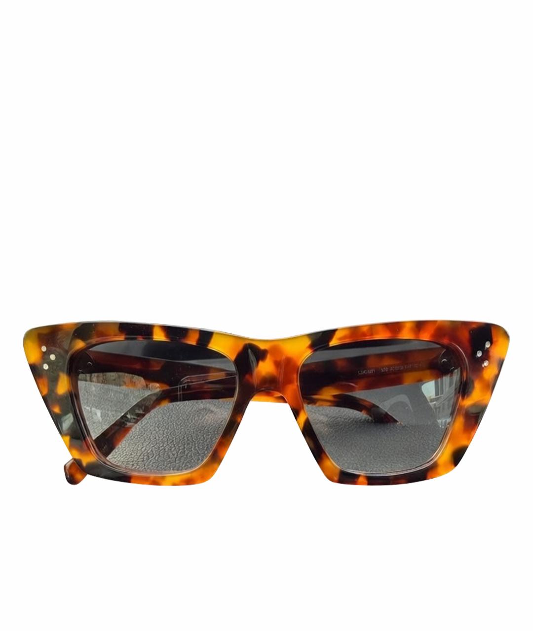 CELINE Коричневые пластиковые солнцезащитные очки, фото 1