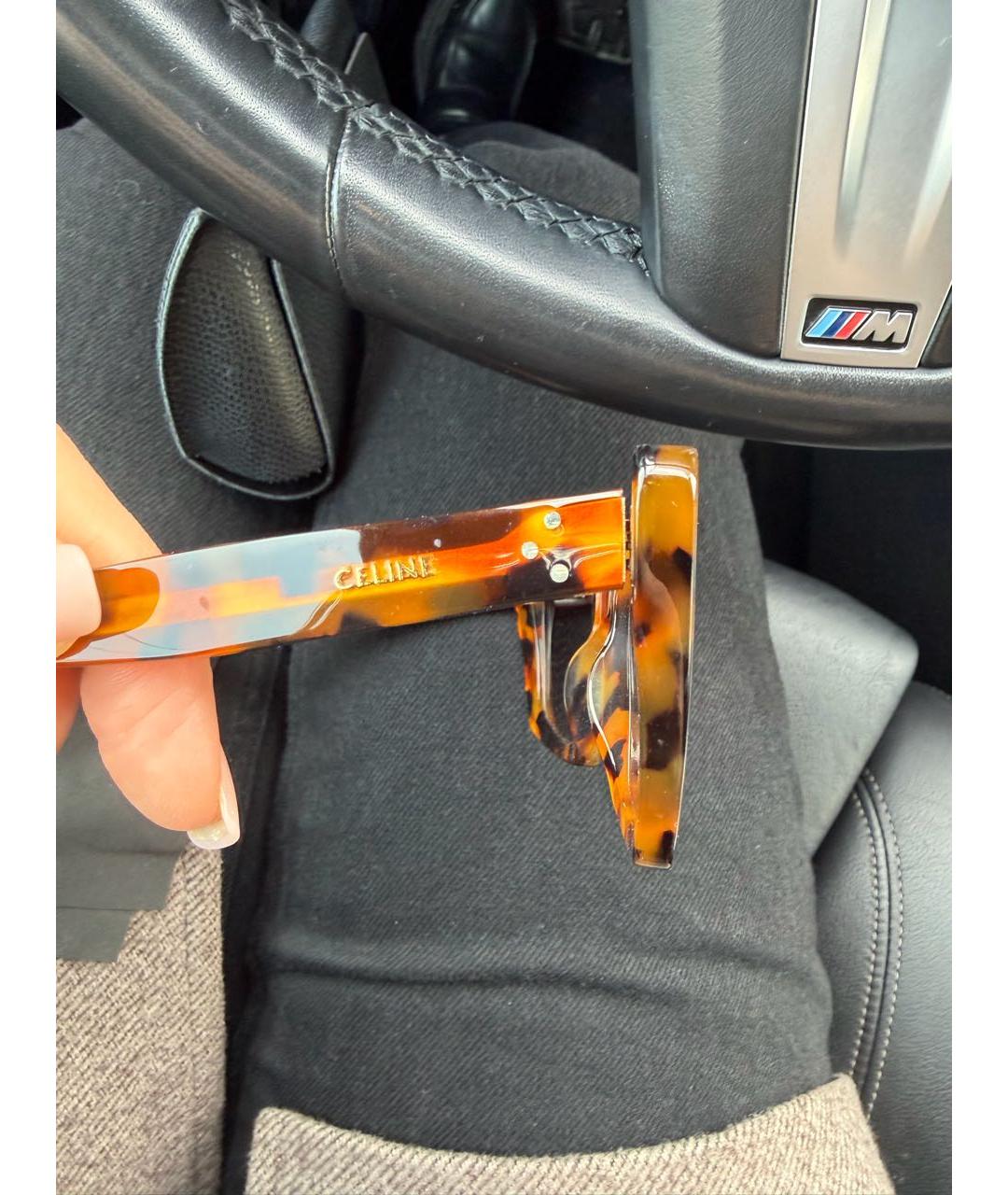 CELINE Коричневые пластиковые солнцезащитные очки, фото 2