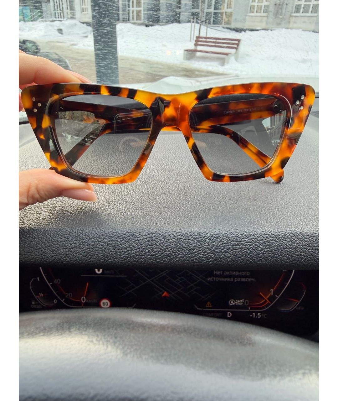 CELINE Коричневые пластиковые солнцезащитные очки, фото 5