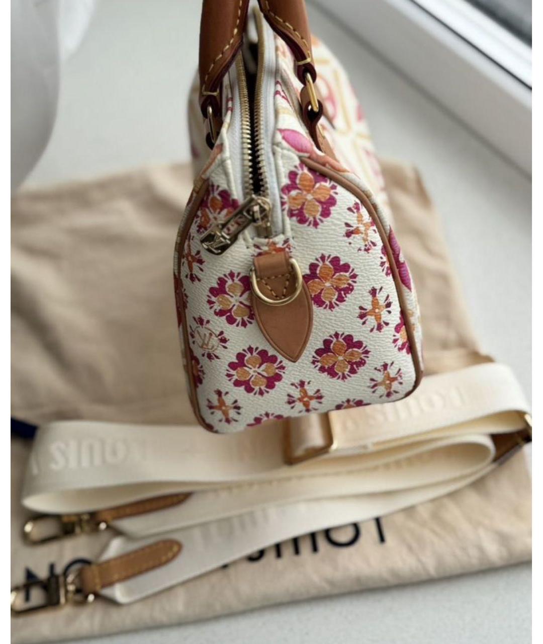 LOUIS VUITTON Бежевая кожаная сумка с короткими ручками, фото 5