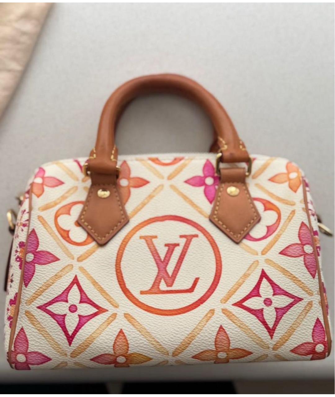 LOUIS VUITTON Бежевая кожаная сумка с короткими ручками, фото 3