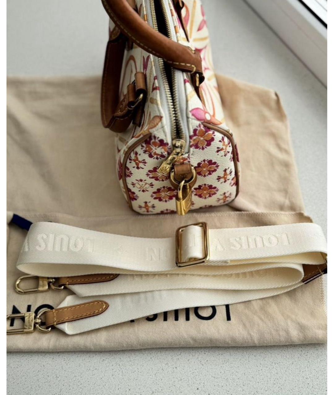 LOUIS VUITTON Бежевая кожаная сумка с короткими ручками, фото 4