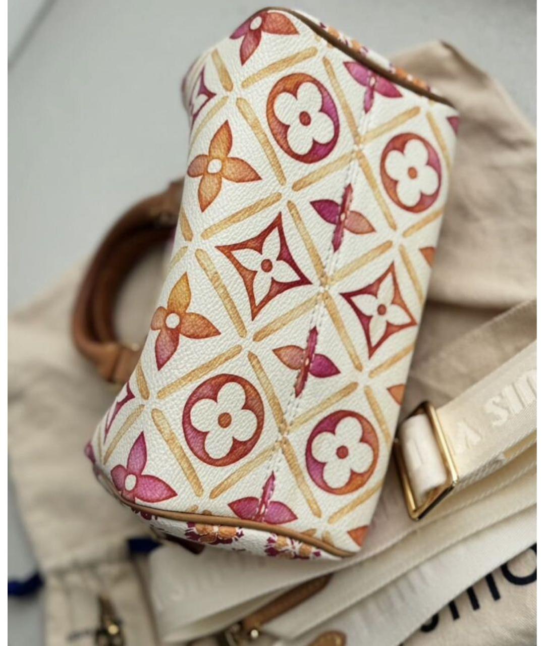 LOUIS VUITTON Бежевая кожаная сумка с короткими ручками, фото 6