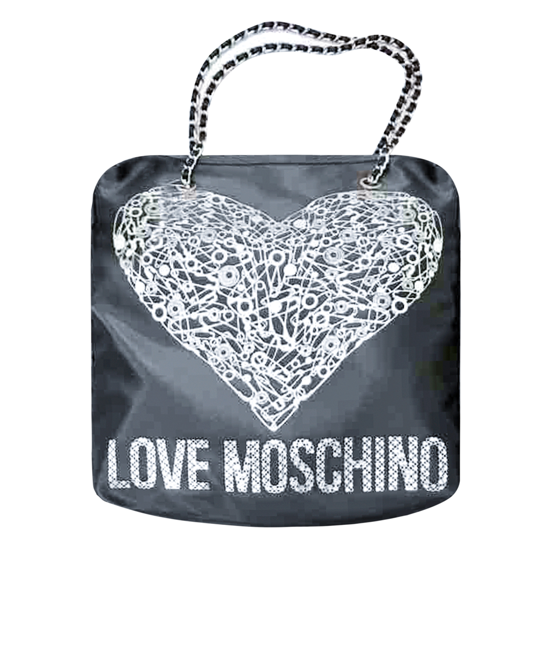 LOVE MOSCHINO Серая шелковая сумка тоут, фото 9