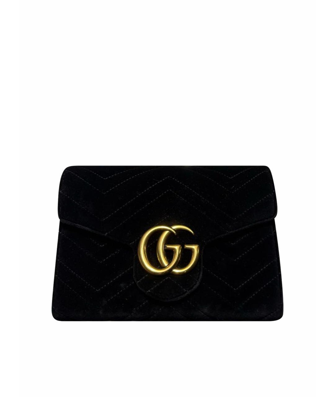 GUCCI Черная бархатная сумка через плечо, фото 1