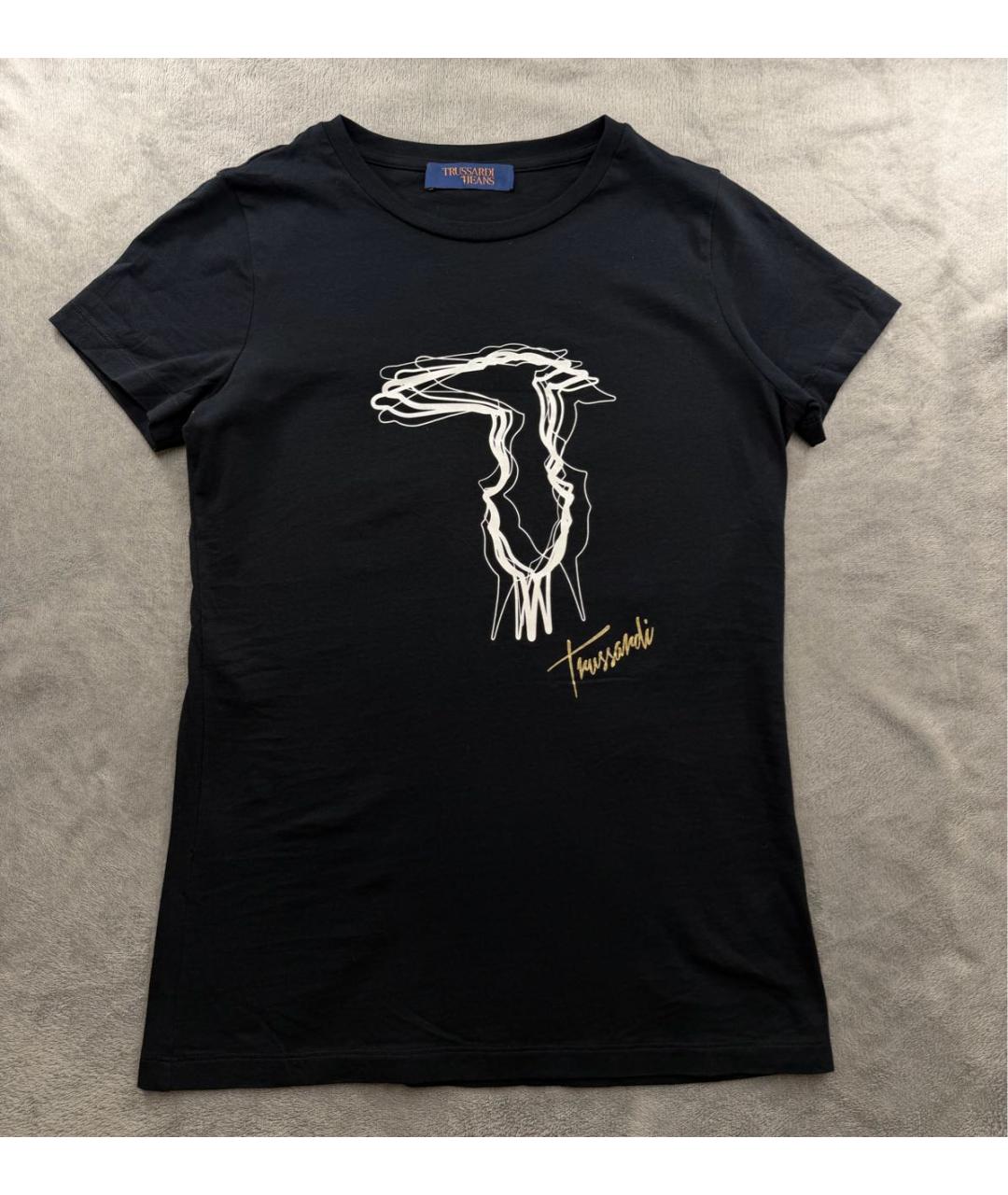 TRUSSARDI JEANS Черная хлопковая футболка, фото 5