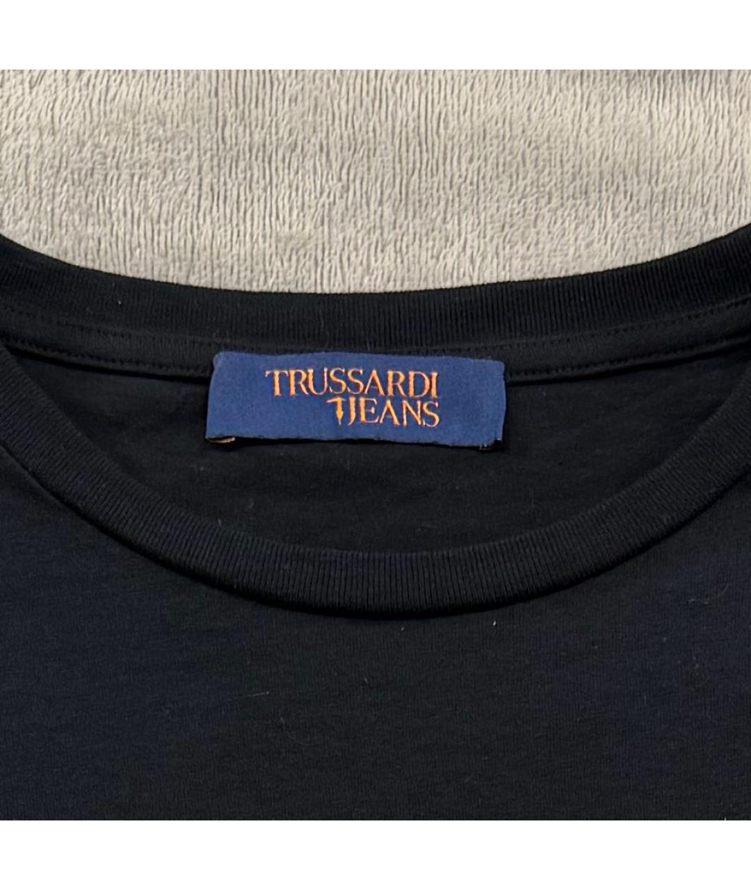 TRUSSARDI JEANS Черная хлопковая футболка, фото 4