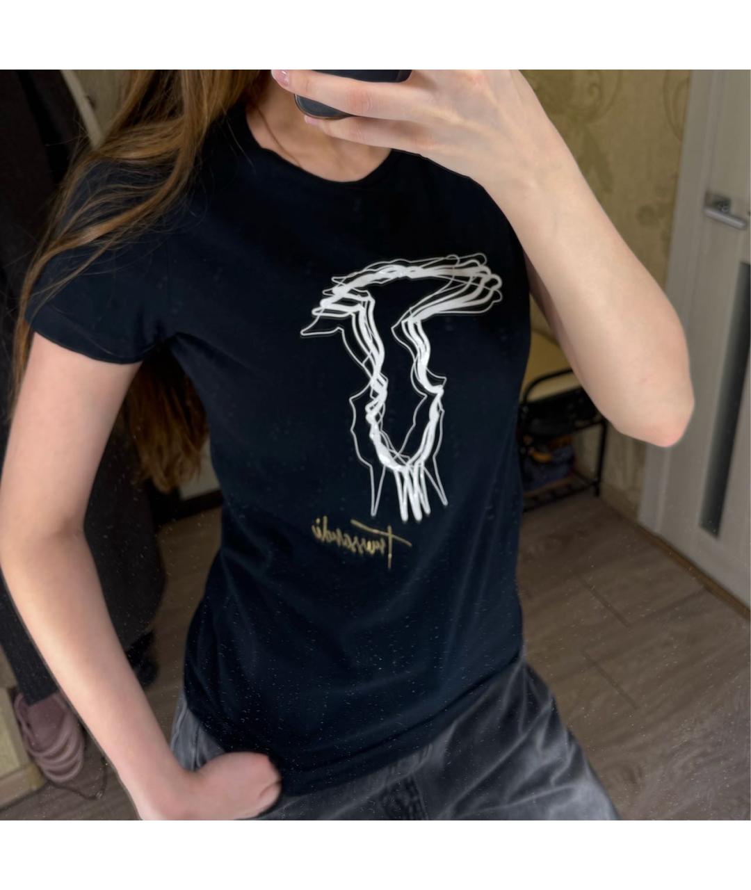 TRUSSARDI JEANS Черная хлопковая футболка, фото 3